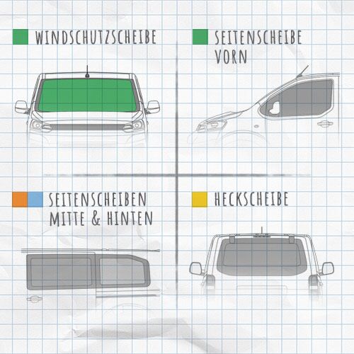 Magnet-Thermomatte VW Caddy Windschutzscheibe mit Innenraum-Rückspiegel mit Gehäuse