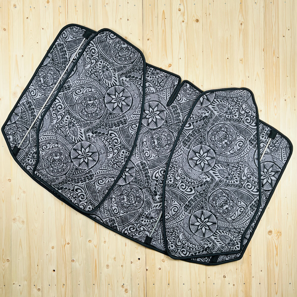 Lagerware: Magnet-Thermomatten Ford Transit und Tourneo Custom Cockpit-Set  [Drive Dressy Hawaii Dream / Schwarz]