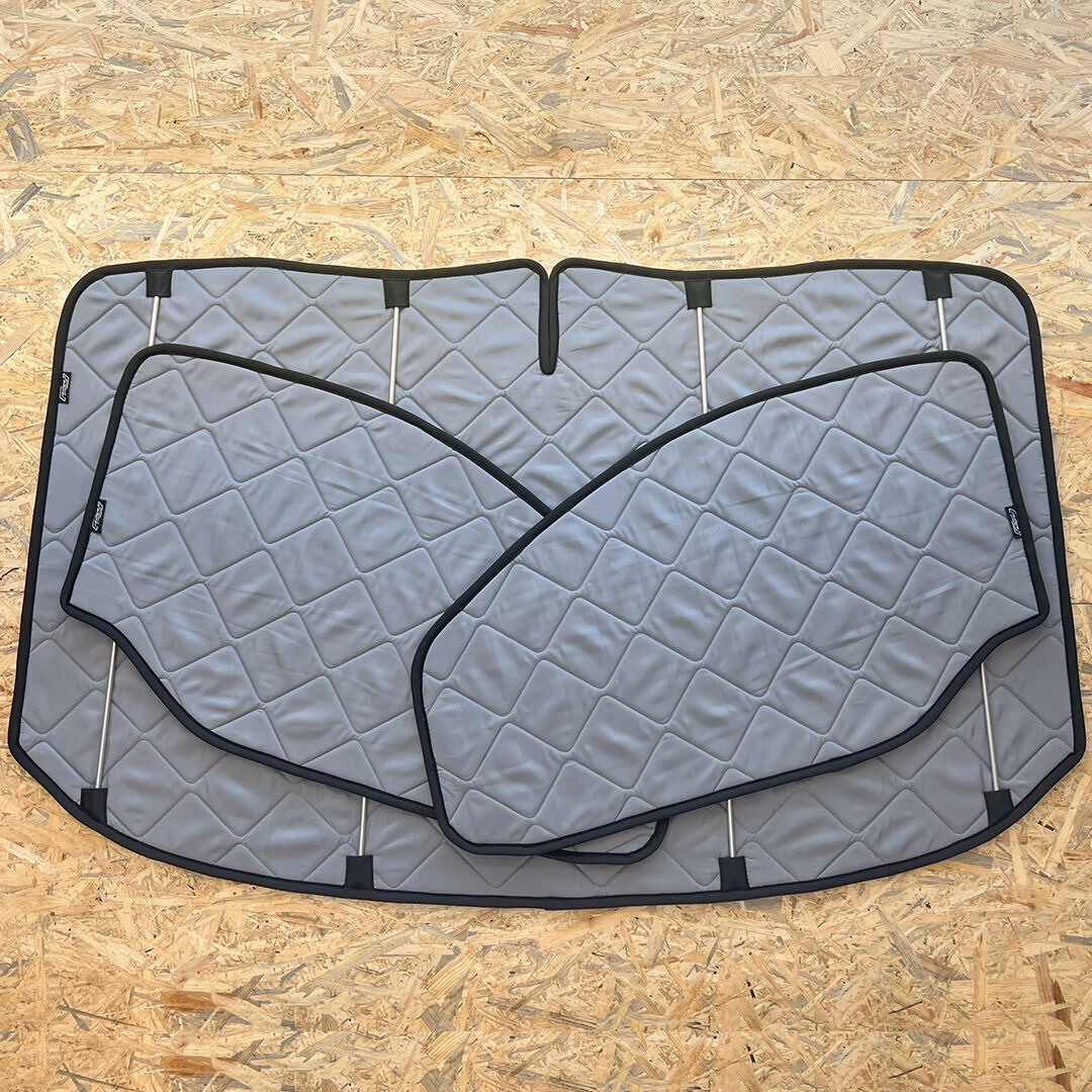 Lagerware: Magnet-Thermomatten Ford Transit und Tourneo Custom Cockpit-Set [Stone (Grau) / Schwarz]