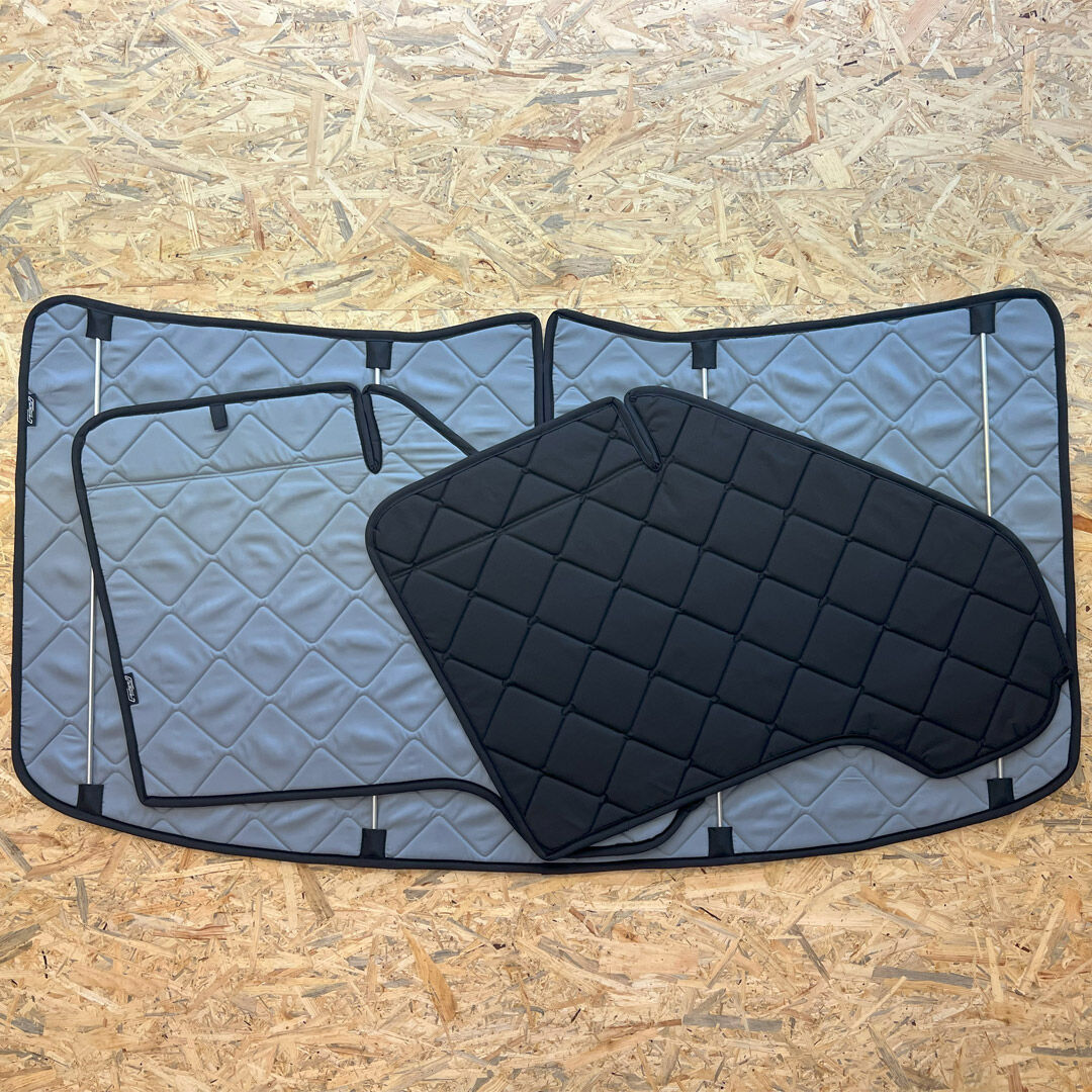 Lagerware: Magnet-Thermomatten  Ford Transit (2000-2013) Cockpit-Set [Stone (Grau) / Schwarz]
