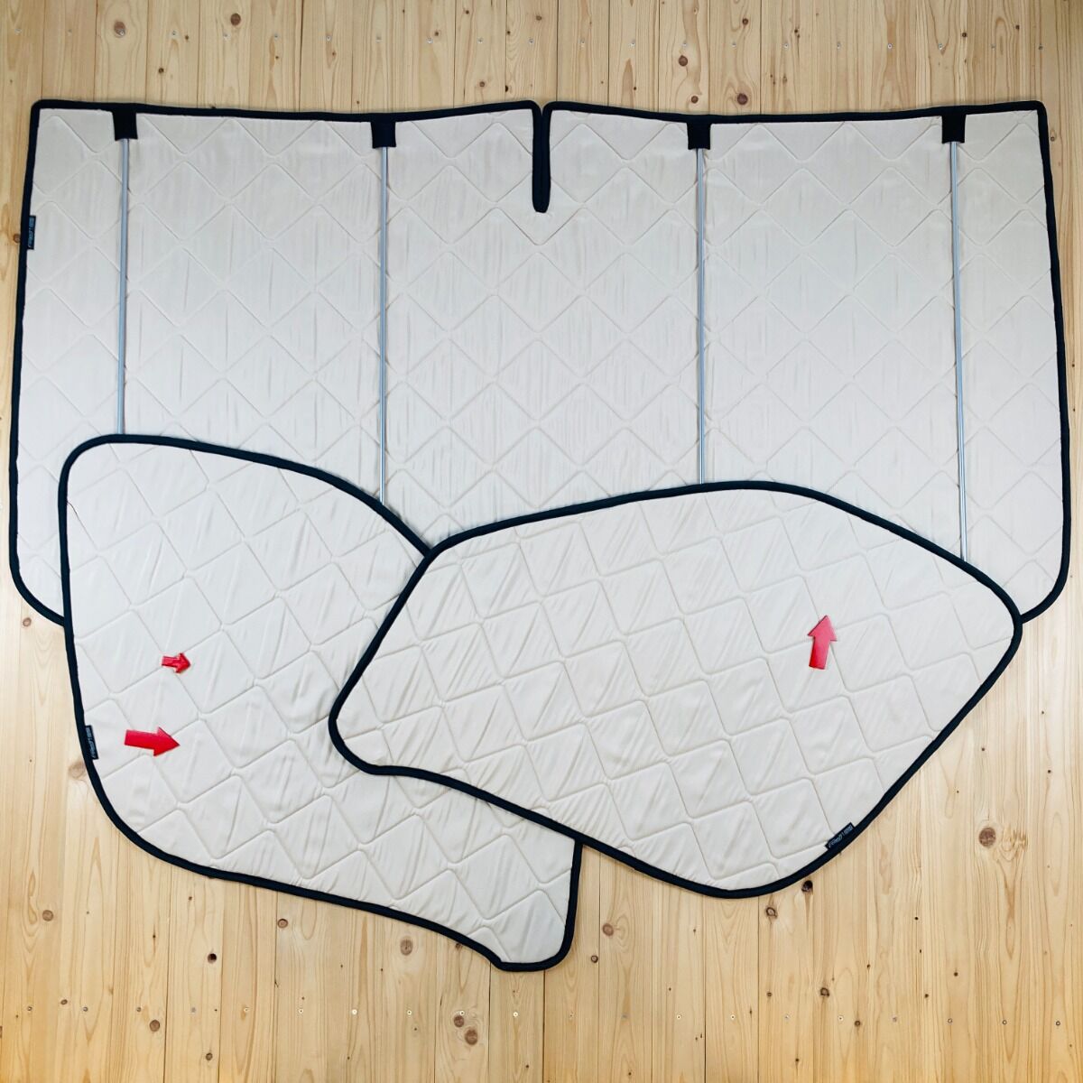 Lagerware: Magnet-Thermomatte Fiat Ducato, Peugeot Boxer u. Citroen Jumper Cockpit-Set [DriveDressy Vintage Leaves Beige / Schwarz]