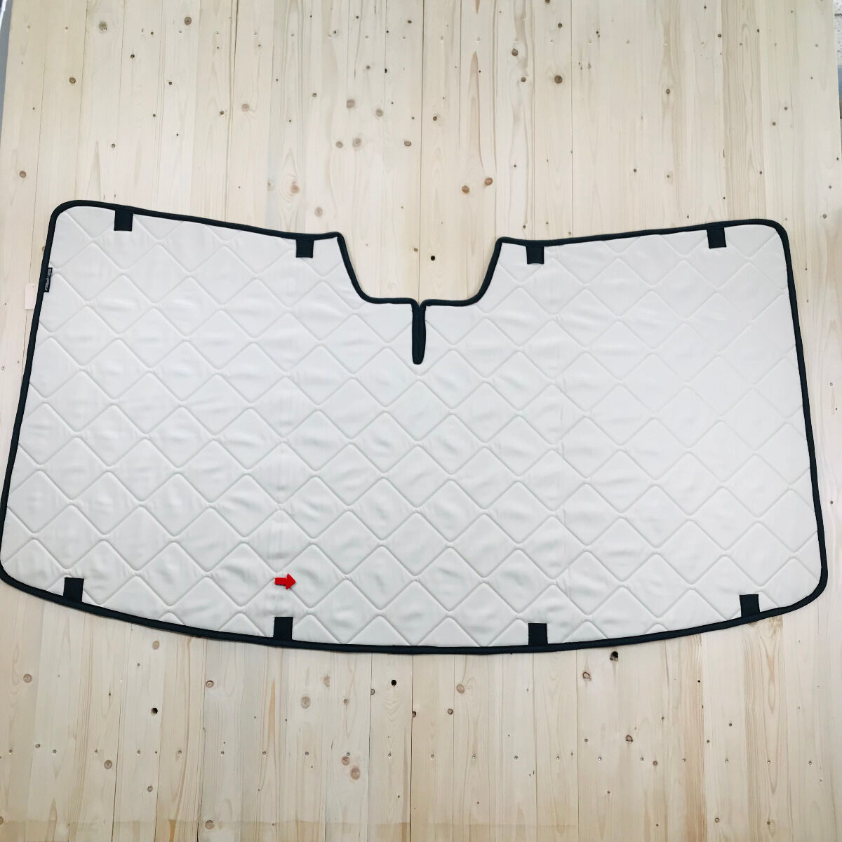 B-Ware: Magnet-Thermomatte VW Crafter 2 Windschutzscheibe mit Innenraum-Rückspiegel mit Gehäuse (Grand California) [Drive Dressy Vintage Leaves Beige/ Schwarz]