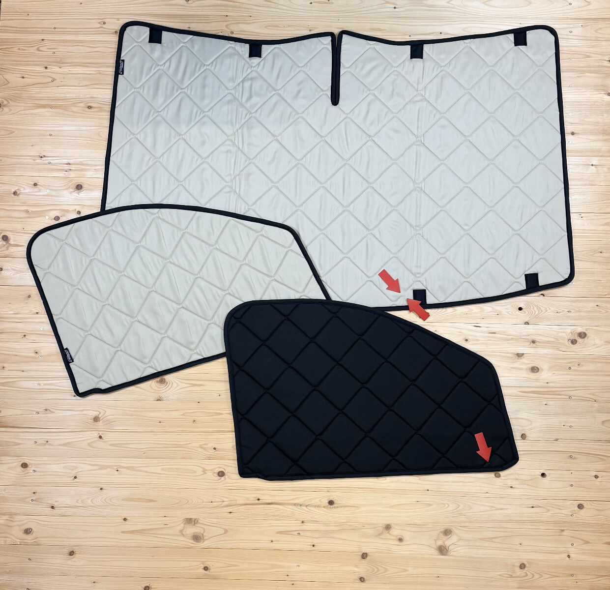 Lagerware:  Magnet-Thermomatten Mercedes Vito Cockpit-Set  [Sand (Beige) / Schwarz]