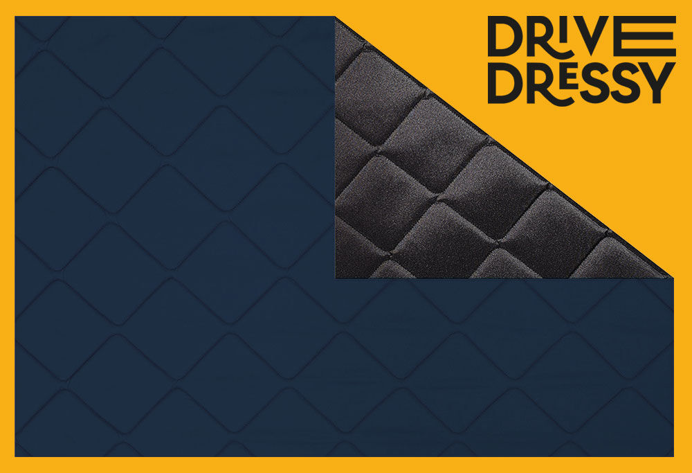 Lagerware: Magnet-Thermomatten Fiat Doblo 2, Opel Combo 4 Cockpit-Set mit Klappnaht [DriveDressy Misty Mountains Blue / Schwarz]