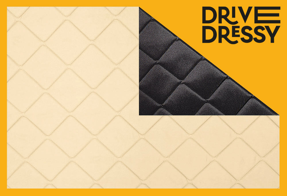 B-Ware: Magnet-Thermomatte Ford Transit und Tourneo Custom Windschutzscheibe mit Innenraum-Rückspiegel [Drive Dressy Vintage Leaves Beige / Schwarz]