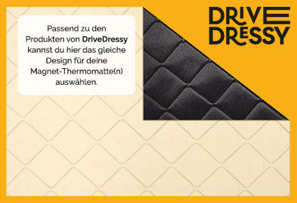 B-Ware: Magnet-Thermomatte VW T6.1 Cockpit-Seitenscheibe Fahrerseite, mit Klappnaht für Lüftungsgitter [Drive Dressy Vintage Leaves (Beige)/ Schwarz]
