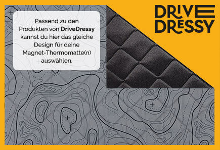 B-Ware: Magnet-Thermomatte Ford Transit und Tourneo Custom Windschutzscheibe mit Innenraum-Rückspiegel [Drive Dressy Wild Lines Grey / Schwarz]