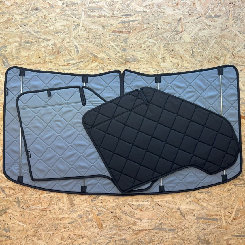 Lagerware: Magnet-Thermomatten  Ford Transit (2000-2013) Cockpit-Set [Stone (Grau) / Schwarz]