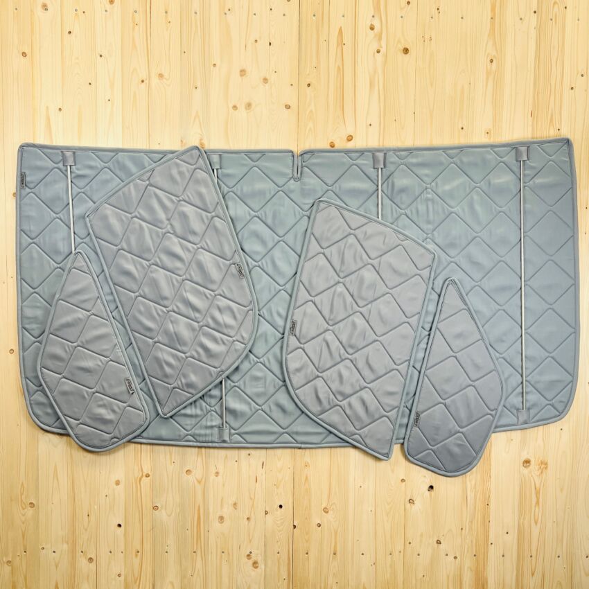 Lagerware: Magnet-Thermomatten Fiat Ducato, Peugeot Boxer u. Citroen Jumper Cockpit-Set mit REMIS [Stone (Grau) / Lichtgrau]