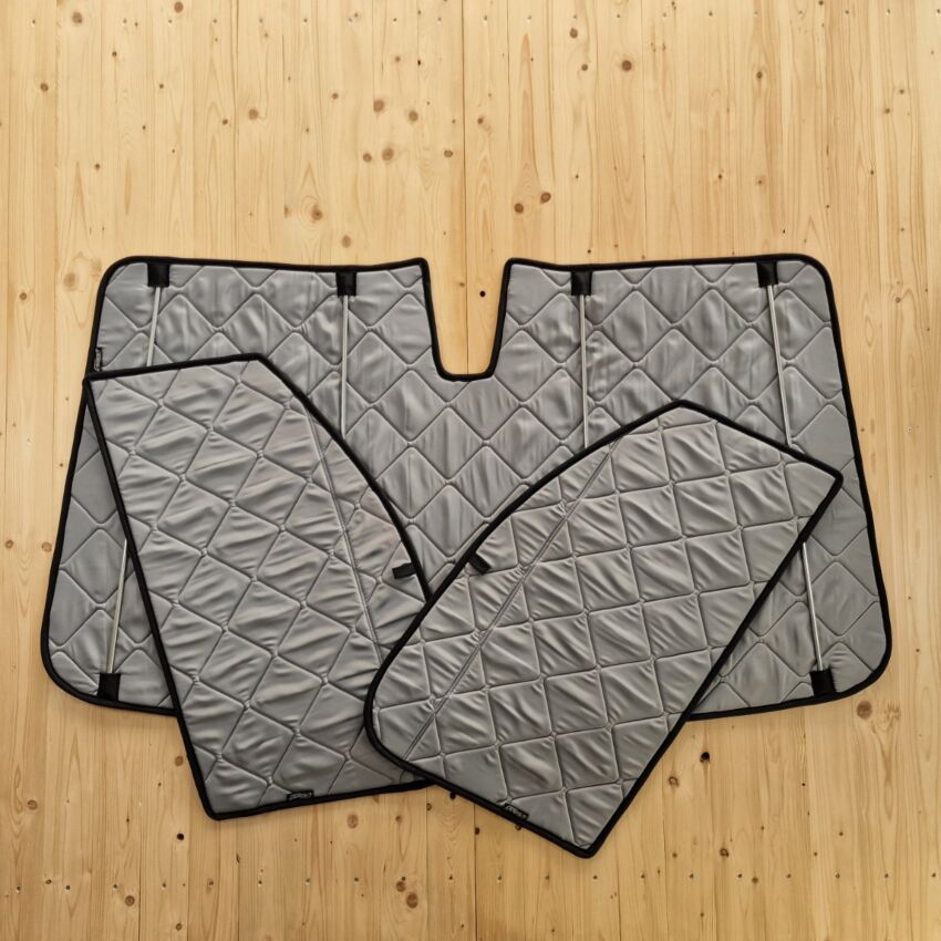 Lagerware: Magnet-Thermomatten Citroen Jumpy, Spacetourer, Cockpit-Set mit Klappnaht [Grau (Stone)/ Schwarz]