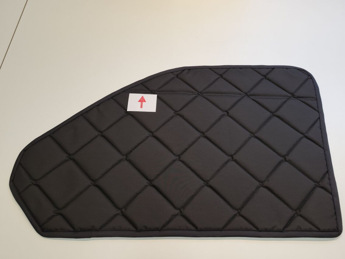 B-Ware: Magnet-Thermomatte VW T5 Seitenscheibe Cockpit Fahrerseite mit Klappnaht für Lüftungsgitter [Schwarz/Schwarz]