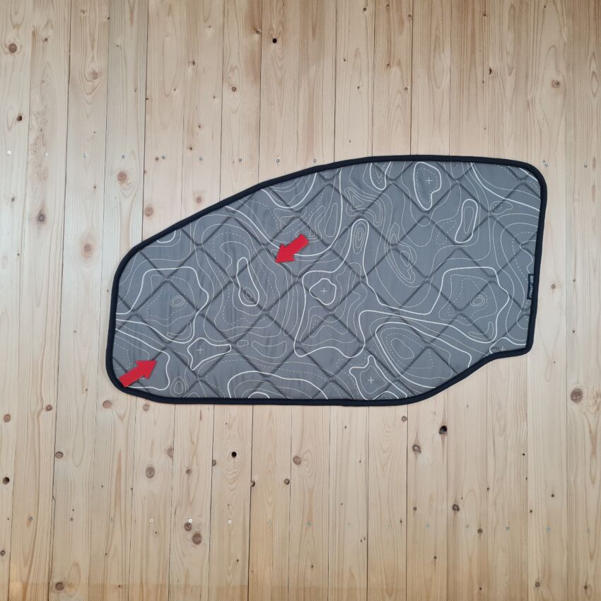 B-Ware: Magnet-Thermomatte Ford Transit und Tourneo Custom Seitenscheibe Cockpit Beifahrerseite [Drive Dressy Wild Lines Olive / Schwarz]