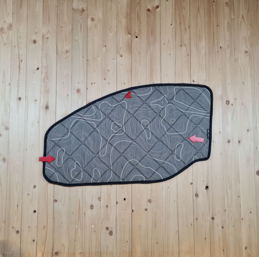B-Ware: Magnet-Thermomatte Ford Transit und Tourneo Custom Seitenscheibe Cockpit Beifahrerseite [Drive Dressy Wild Lines Olive / Schwarz]