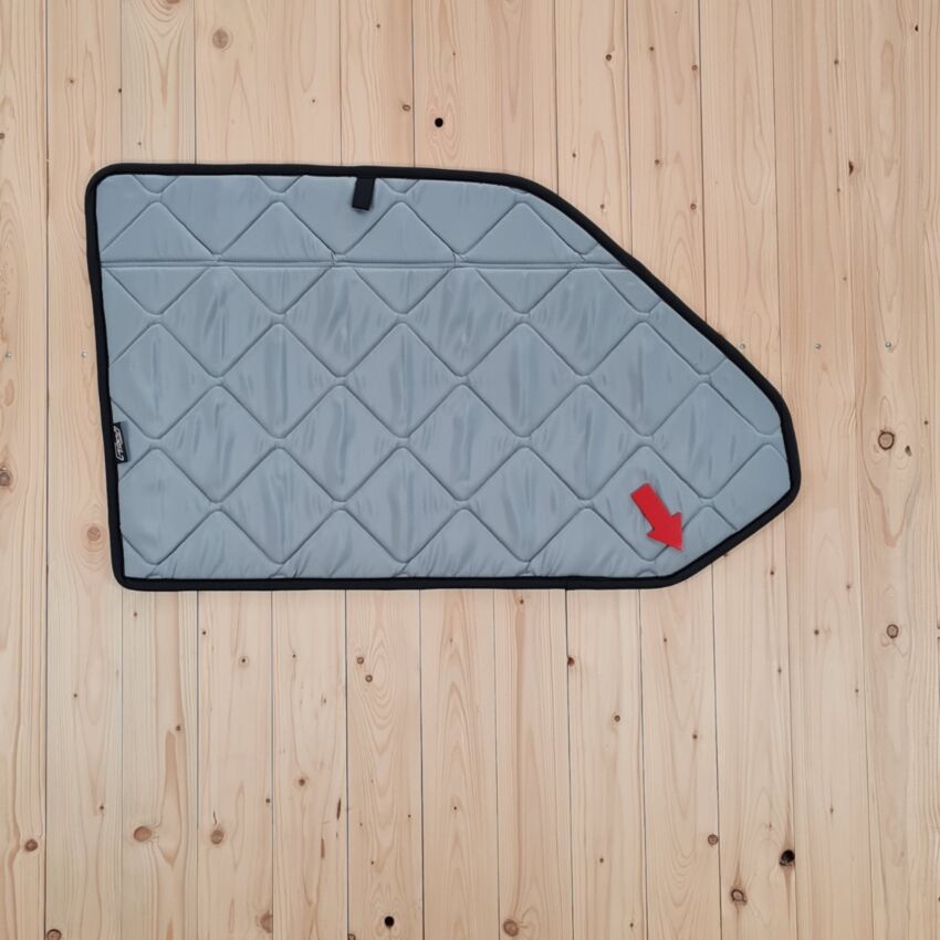 B-Ware: Magnet-Thermomatte VW T4 Seitenscheibe Cockpit Fahrerseite mit Klappnaht für Lüftungsgitter Stone (grau) / Schwarz