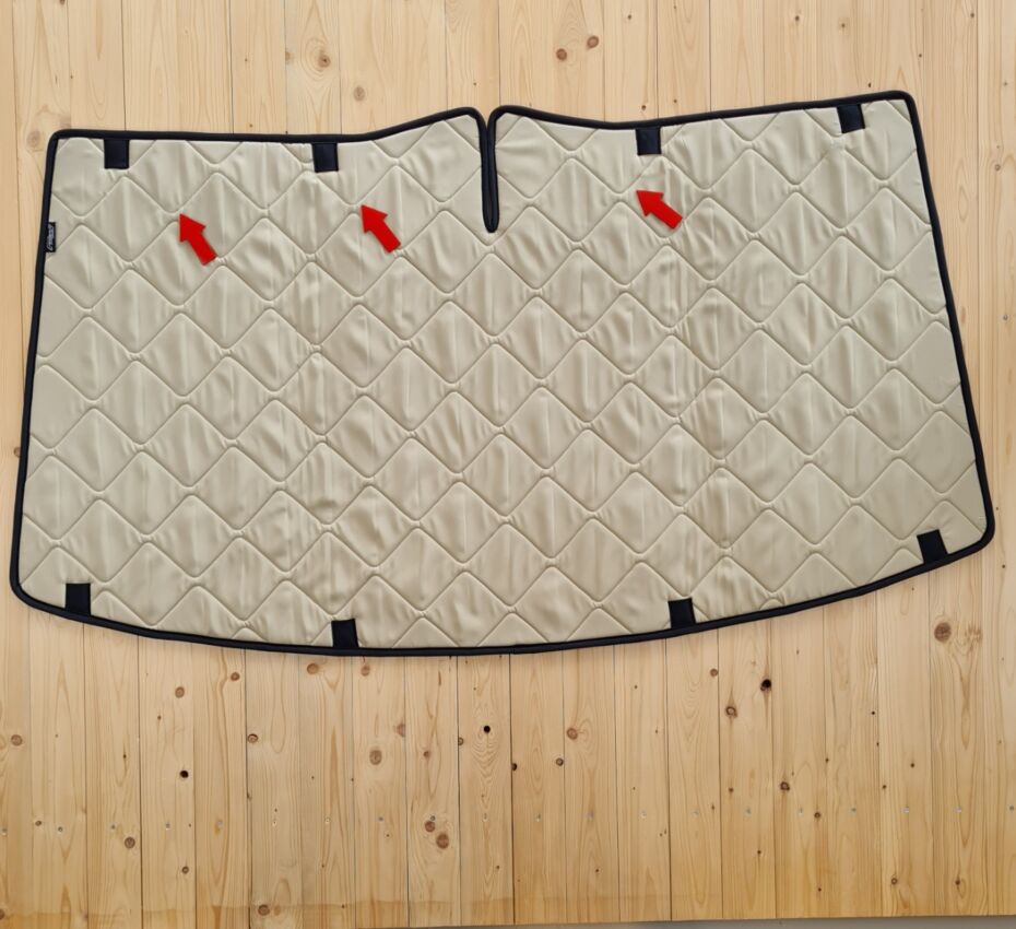 B-Ware: Magnet-Thermomatte VW T6.1, T6, T5 Windschutzscheibe mit Innenraum-Rückspiegel sand (beige) / Schwarz