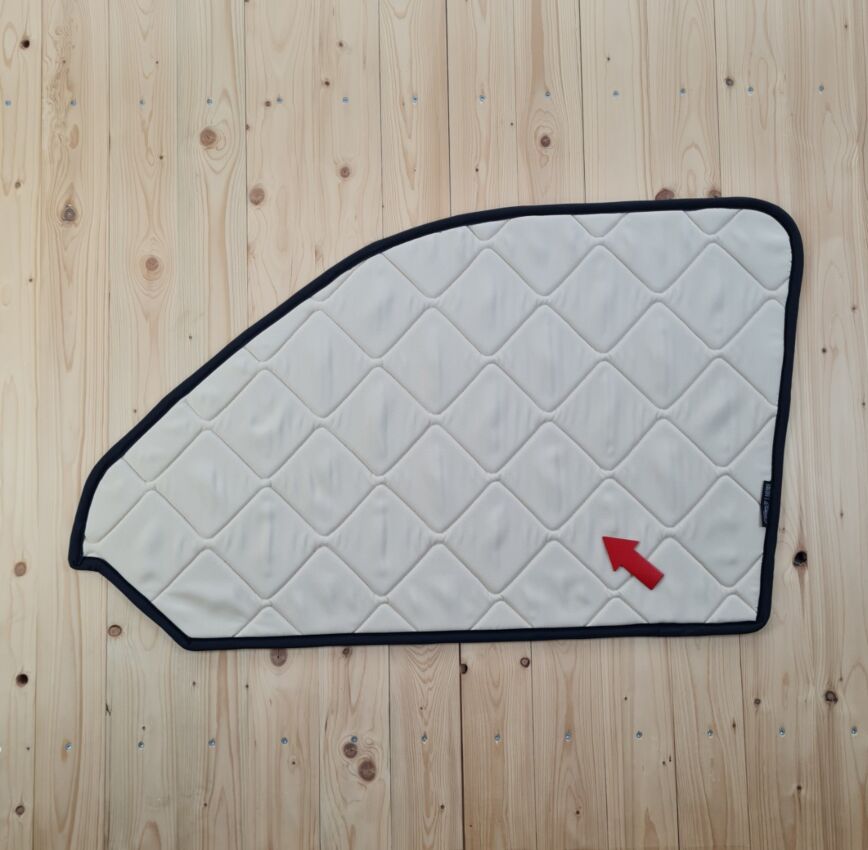 B-Ware: Magnet-Thermomatte VW T6.1 Seitenscheibe Cockpit Beifahrerseite [Drive Dressy Vintage Leaves Beige / Schwarz]