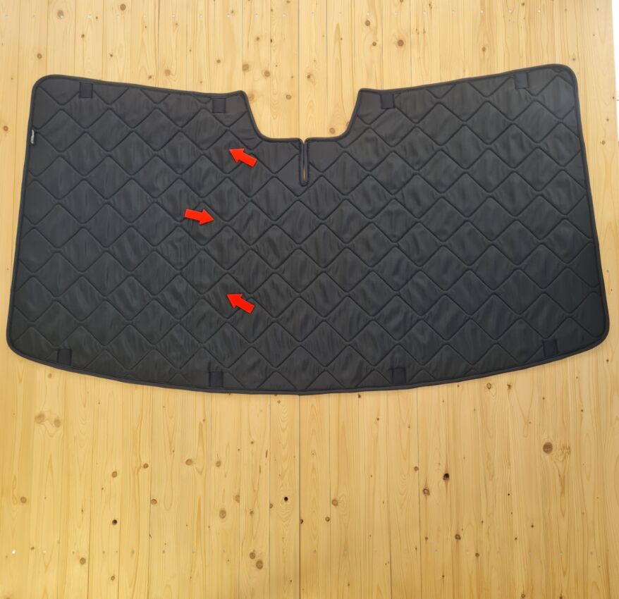 B-Ware: Magnet-Thermomatte VW Crafter 2 Windschutzscheibe mit Innenraum-Rückspiegel mit Gehäuse (Grand California) [Black (Schwarz) / Schwarz]
