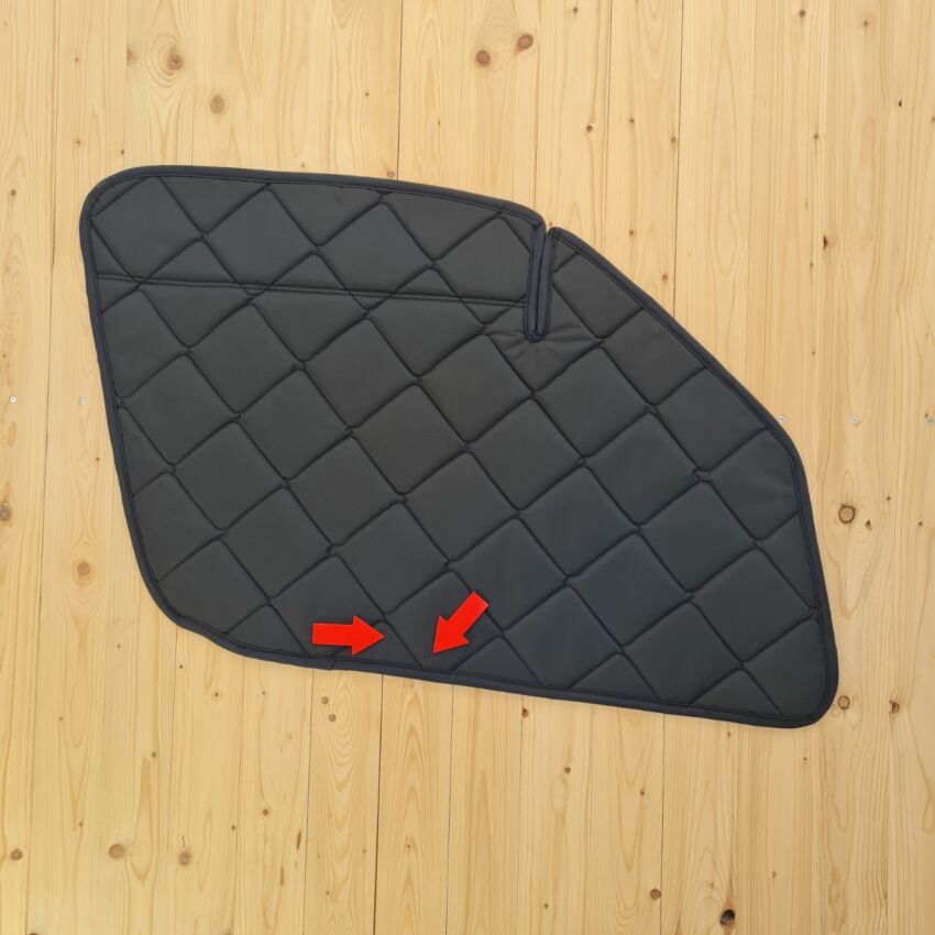 B-Ware: Magnet-Thermomatte VW Crafter und Mercedes Sprinter Seitenscheibe Cockpit Beifahrerseite mit Klappnaht für Lüftungsgitter [Black (Schwarz) / Schwarz]
