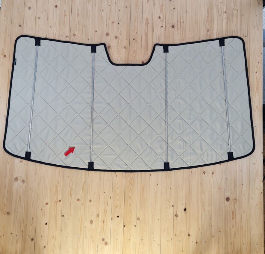 B-Ware: Magnet-Thermomatte VW Crafter 2 Windschutzscheibe ohne Innenraum-Rückspiegel mit Gehäuse [Sand (Beige) / Schwarz]