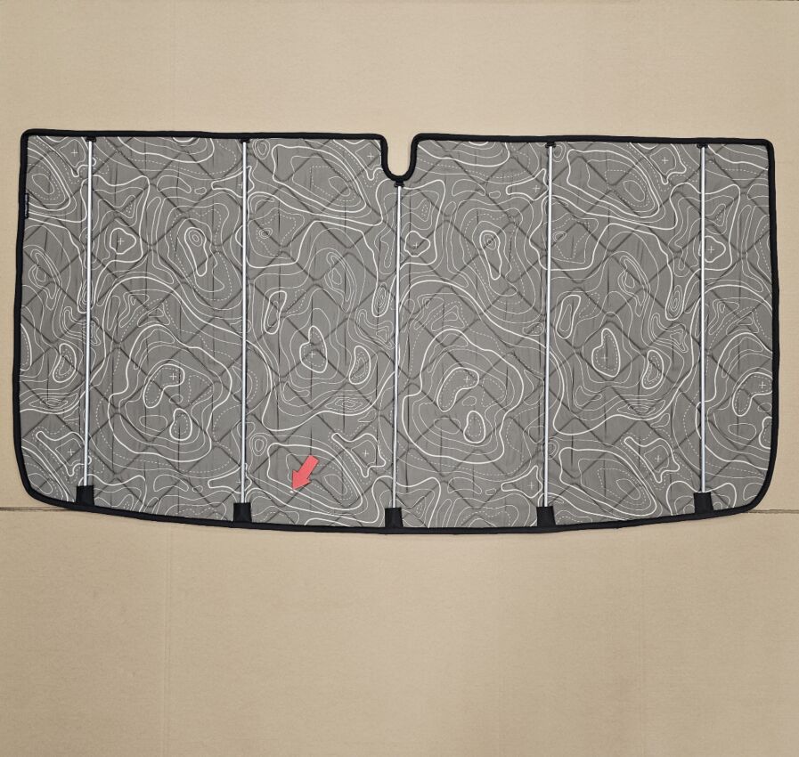 B-Ware: Magnet-Thermomatte Magnet-Thermomatte Fiat Ducato, Peugeot Boxer u. Citroen Jumper Windschutzscheibe ohne Innenraum-Rückspiegel mit REMIS [DriveDressy wild lines olive/ Schwarz]