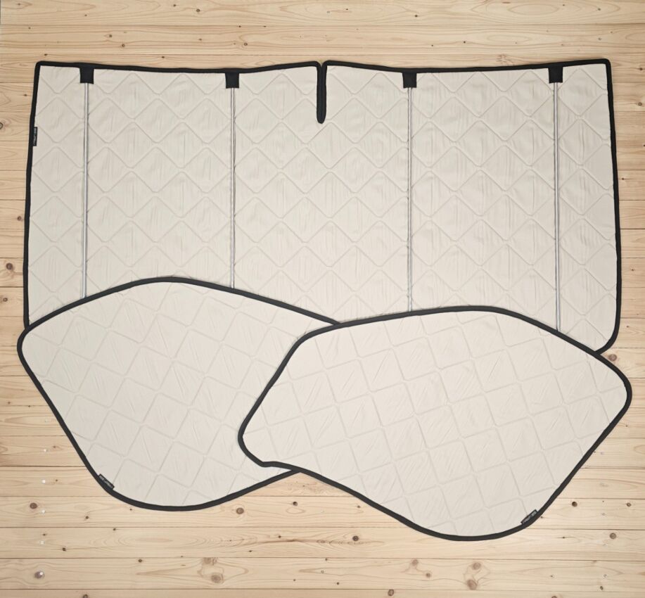 Lagerware: Magnet-Thermomatte Fiat Ducato, Peugeot Boxer u. Citroen Jumper Cockpitset [DriveDressy Vintage Leaves / Schwarz]