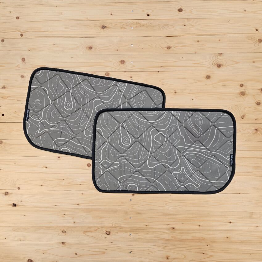Lagerware: Magnet-Thermomatte VW Caddy 5 Cockpit-Set + Schiebetüren [DriveDressy Wild lines Olive/ Schwarz]