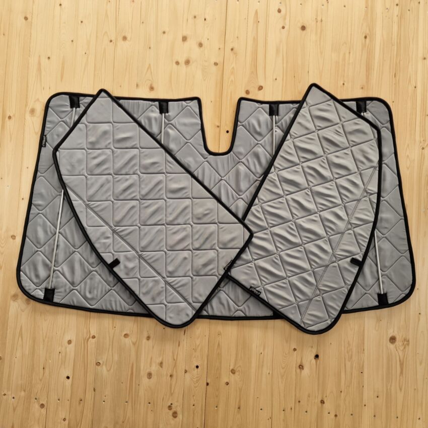 Lagerware: Magnet-Thermomatten Citroen Jumpy, Spacetourer, Cockpit-Set mit Klappnaht [Grau (Stone)/ Schwarz]