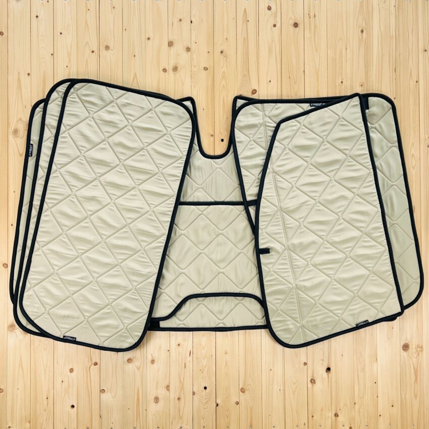 Lagerware: Magnet-Thermomatte Citroen Jumpy u. Spacetourer, Peugeot Expert u. Traveller, Toyota ProAce u. Verso (2016-heute), Komplett-Set [Sand (Beige) / Schwarz]
