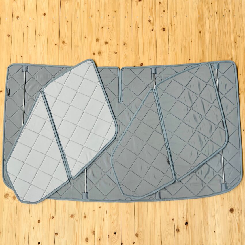Lagerware: Magnet-Thermomatte Ford Transit ab 2014 Cockpit-Set mit Remis [Stone Grau/ Lichtgrau]