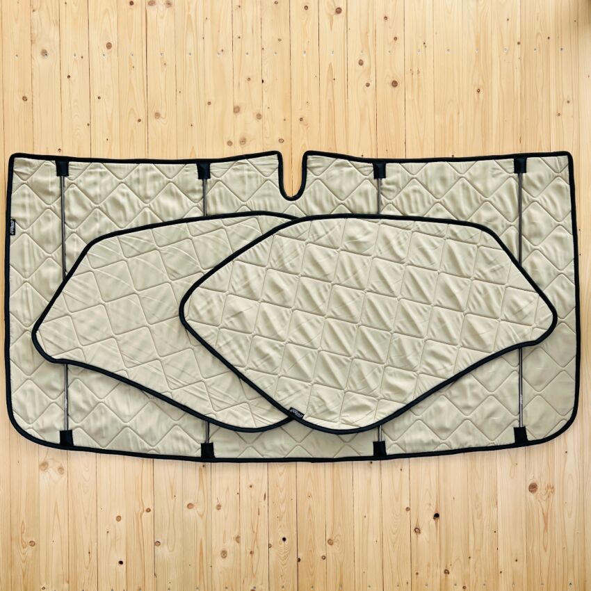 Lagerware: Magnet-Thermomatte Fiat Ducato, Peugeot Boxer, Citroen Jumper  (2006-heute), Opel Movano C (2021-heute) Cockpit-Set [Sand (Beige) / Schwarz]