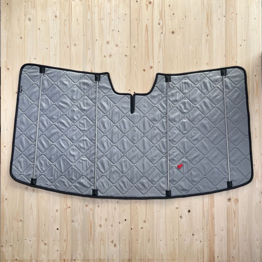 B-Ware: Magnet-Thermomatte VW Crafter 2 Windschutzscheibe mit Innenraum-Rückspiegel mit Gehäuse (Grand California) [Stone (grau)/Schwarz]