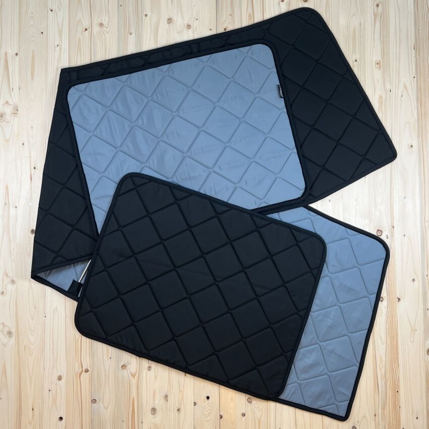 Lagerware: Magnet-Thermomatten Mercedes T2 Düdo Cockpit-Set Normaldach [Stone (Grau) / Schwarz]