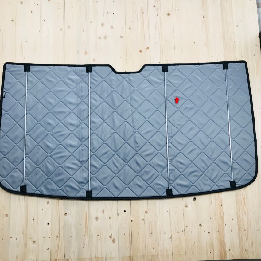 B-Ware: Magnet-Thermomatte Fiat Ducato, Peugeot Boxer u. Citroen Jumper Windschutzscheibe ohne Innenraum-Rückspiegel mit kleinem Gehäuse [Stone (Grau)/ Schwarz]