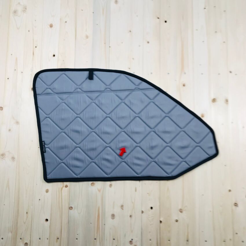 B-Ware: Magnet-Thermomatte VW T6 Seitenscheibe Cockpit Fahrerseite mit Klappnaht für Lüftungsgitter [Stone (Grau)/ Schwarz]