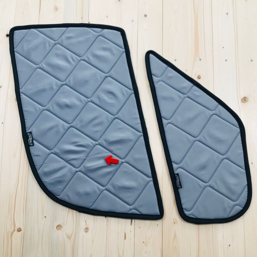 B-Ware: Magnet-Thermomatte Fiat Ducato, Peugeot Boxer u. Citroen Jumper Seitenscheibe Cockpit Fahrerseite mit REMIS (2-teilig) [Stone (Grau)/ Schwarz]