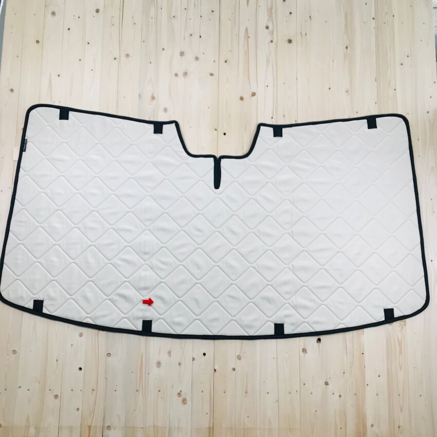 B-Ware: Magnet-Thermomatte VW Crafter 2 Windschutzscheibe mit Innenraum-Rückspiegel mit Gehäuse (Grand California) [Drive Dressy Vintage Leaves Beige/ Schwarz]