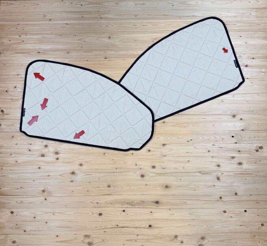 Lagerware: Magnet-Thermomatte Ford Transit Custom V710 zwei Seitenscheiben Cockpit [drivedressy vintage leaves / Schwarz]