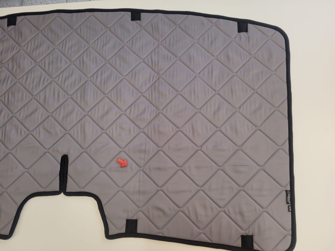 B-Ware: Magnet-Thermomatte VW Crafter 2 Windschutzscheibe mit Innenraum-Rückspiegel mit Gehäuse (Grand California) [DriveDressy grey/Schwarz]