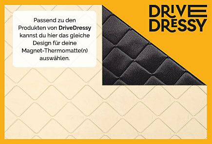 B-Ware: Magnet-Thermomatte VW T6.1 Cockpit-Seitenscheibe Fahrerseite, mit Klappnaht für Lüftungsgitter [Drive Dressy Vintage Leaves (Beige)/ Schwarz]