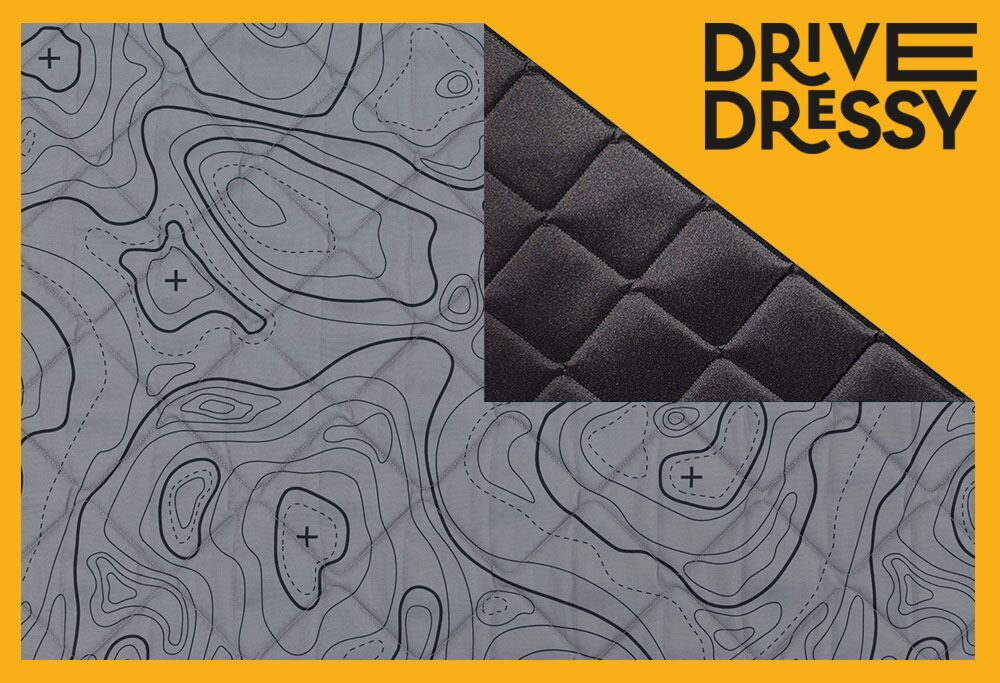 Lagerware: Magnet-Thermomatten VW T6.1 Cockpit-Set mit großem v-förmigem Gehäuse [DriveDressy Wild Lines Grey / Schwarz]