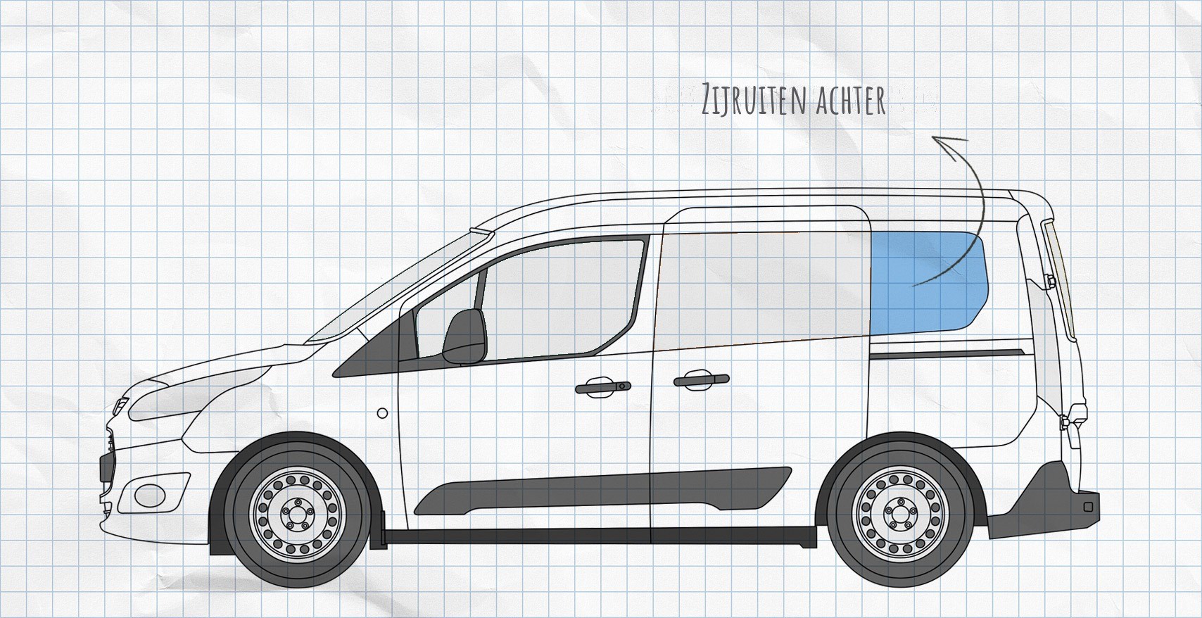 MULTIBOARD Klittenband-raamtassensysteem Ford Transit en Tourneo Connect