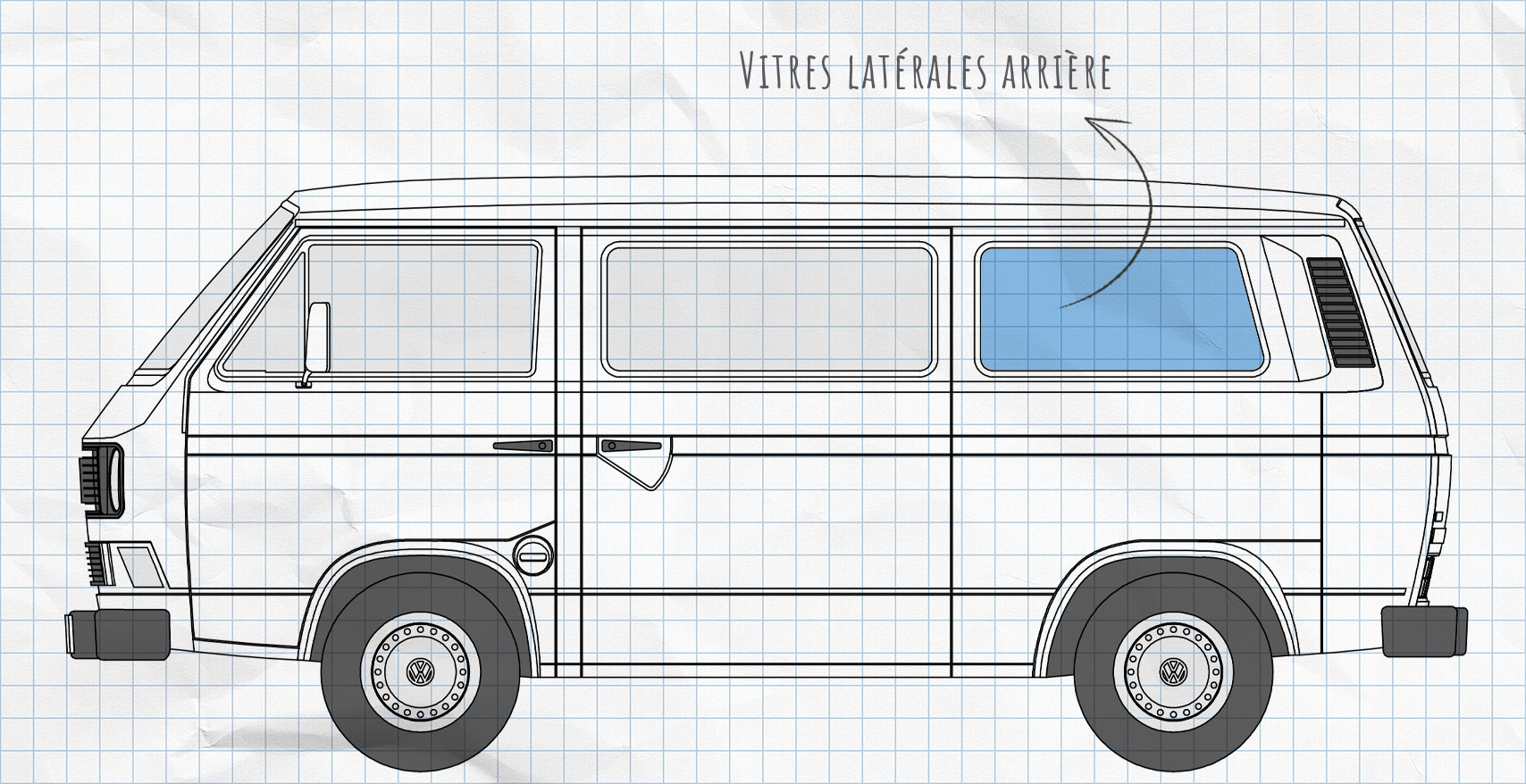 MULTIBOARD système de pochettes de fenêtre à scratch VW T3