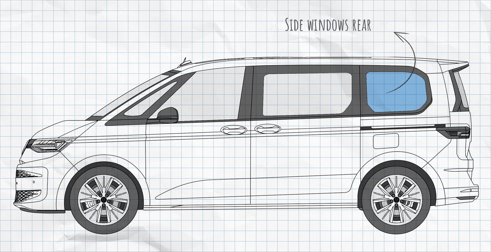 Configure window pockets for VW T7 Multivan