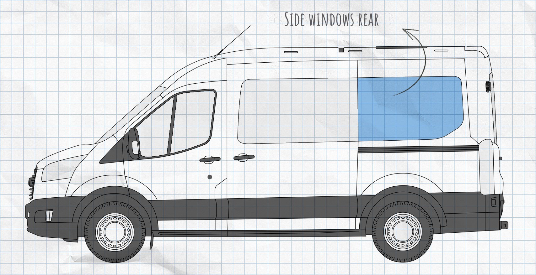 MULTIBOARD hook and loop window organiser Ford Transit 7 (2014-today)