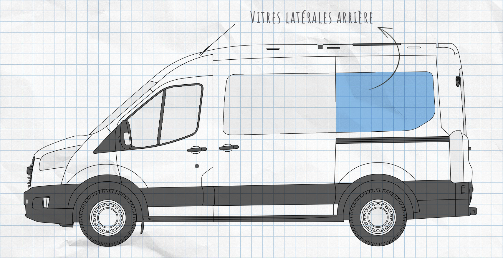 MULTIBOARD système de pochettes de fenêtre à scratch Ford Transit 7 (depuis 2014)
