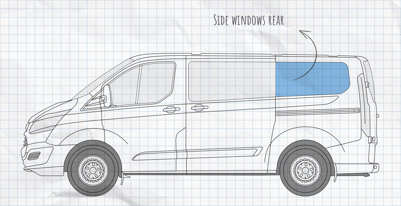 MULTIBOARD hook and loop window organiser Ford Transit and Tourneo Custom (2014-today)
