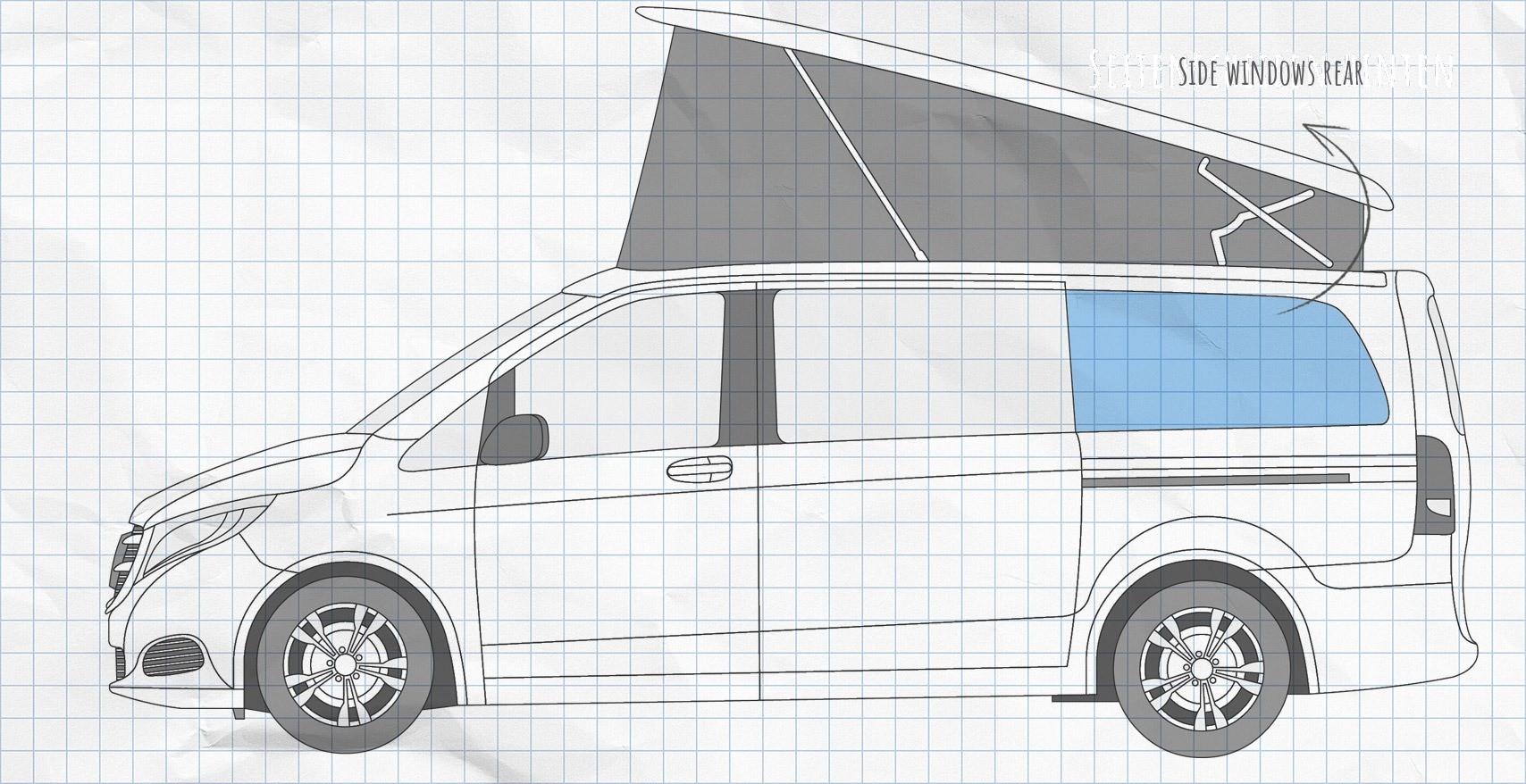 MULTIBOARD hook and loop window organiser Mercedes Marco Polo 2014-today (W447)