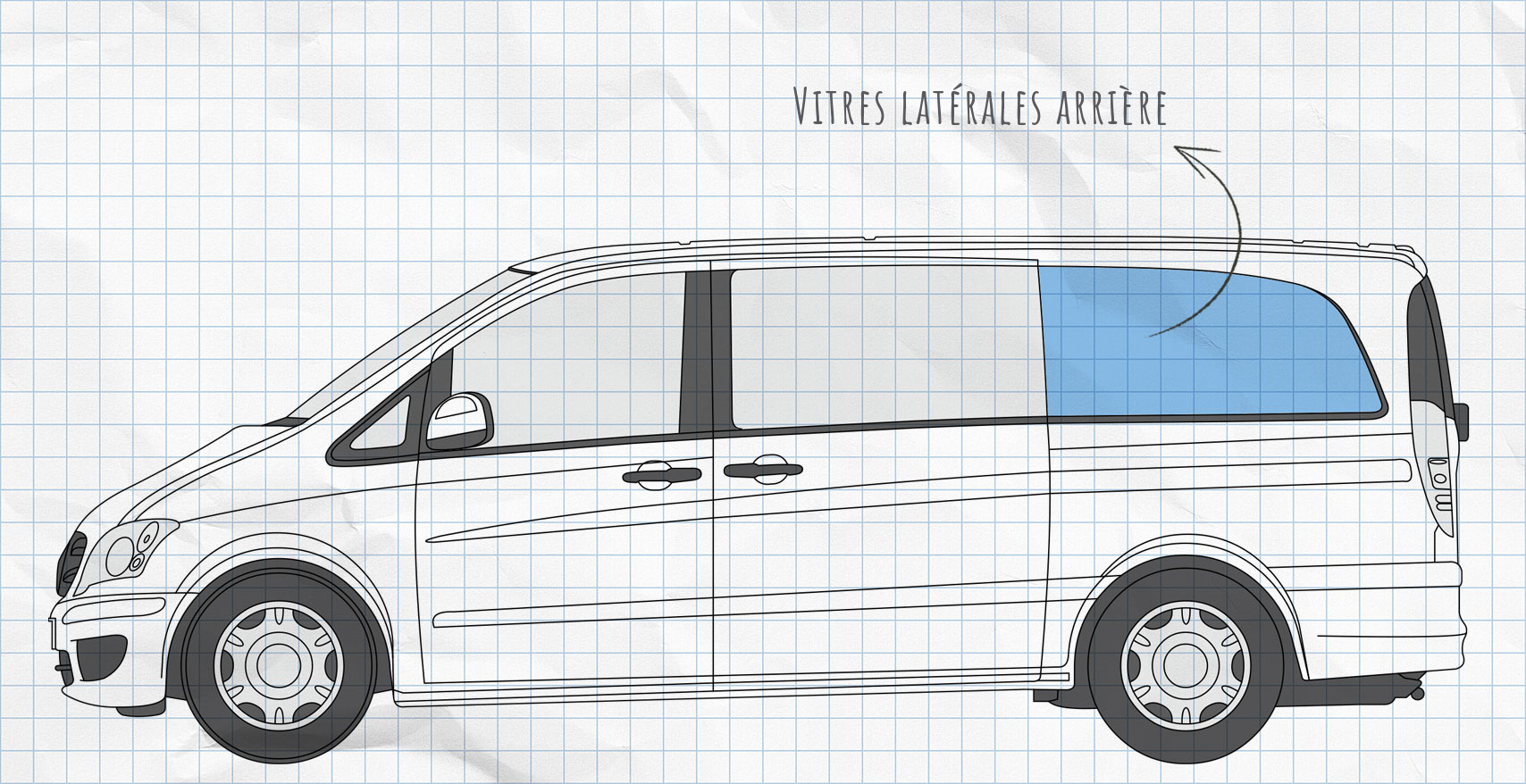 MULTIBOARD système de pochettes de fenêtre à scratch Mercedes Viano, Vito (2006-2014)