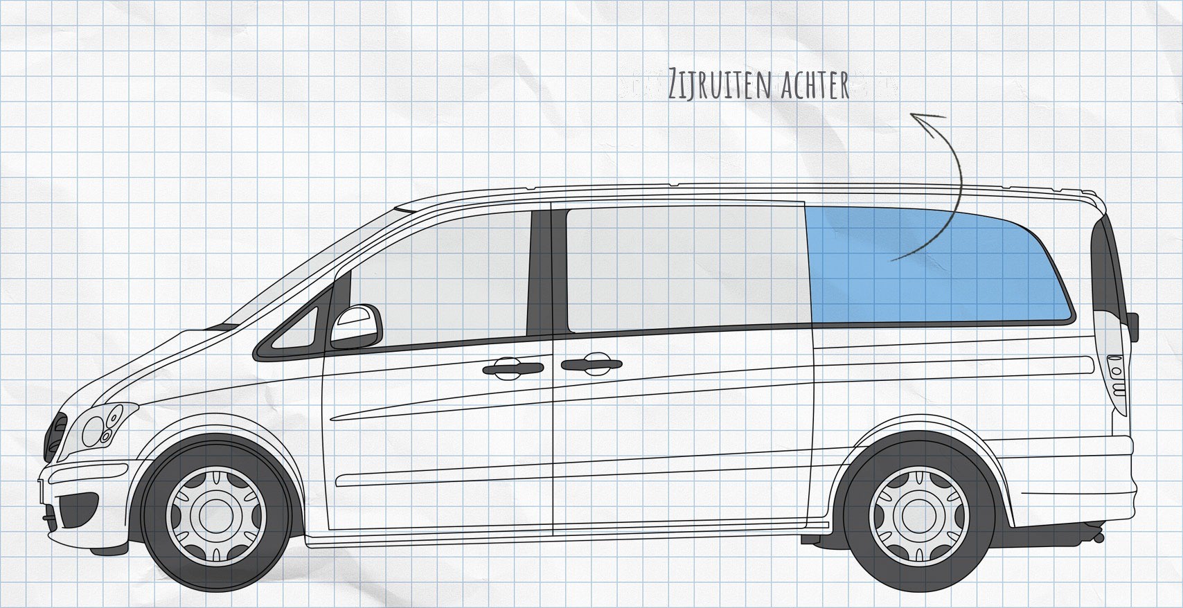 MULTIBOARD Klittenbandvensterzefsysteem Mercedes Viano, Vito (2006-2014)