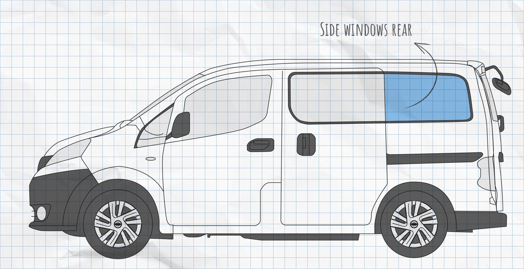 MULTIBOARD hook-pile window pocket system Nissan NV200